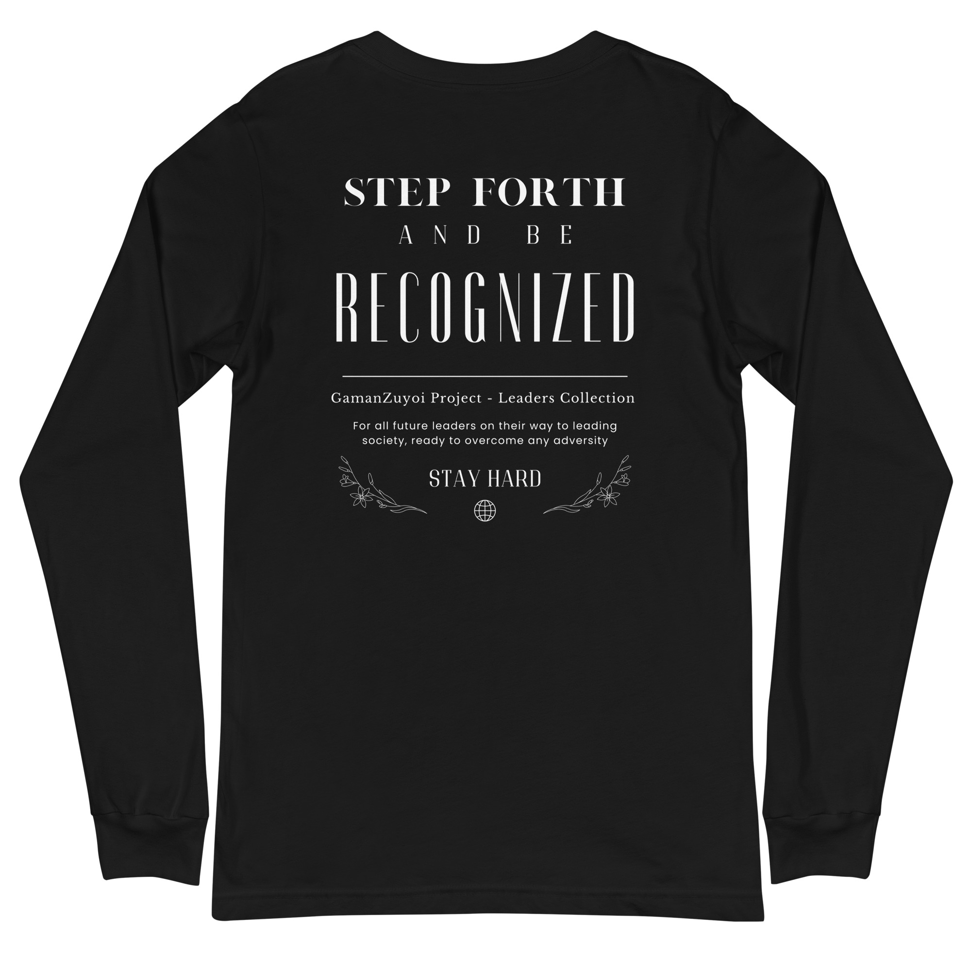 Camiseta de manga larga Step Forth de GamanZuyoi Leader's Collection color negro parte trasera