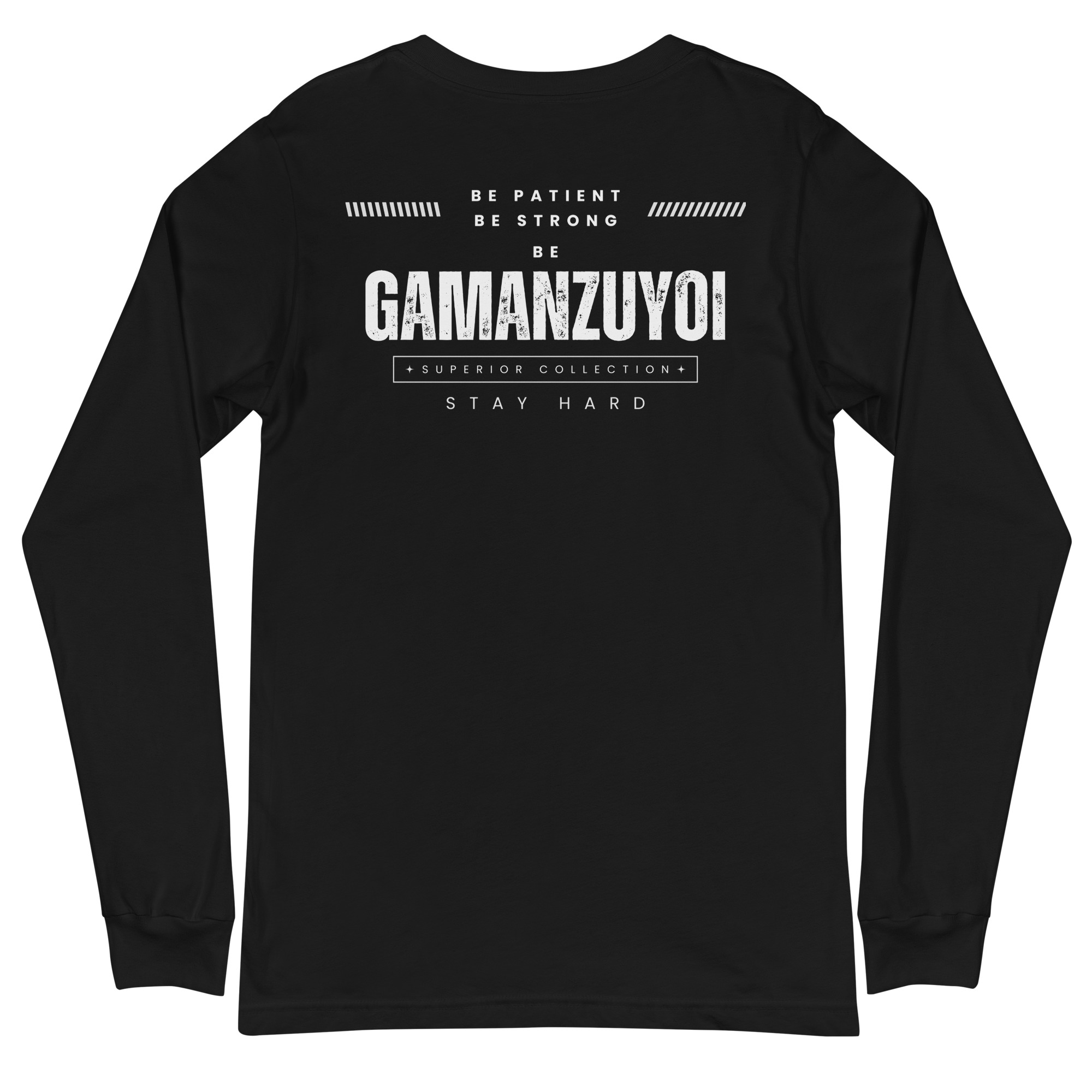 Camiseta manga larga Patient Strong de GamanZuyoi Superior Collection color negro parte trasera