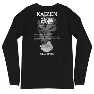 Camiseta de manga larga moldelo Kaizen de GamanZuyoi Zen Collection color negro parte trasera