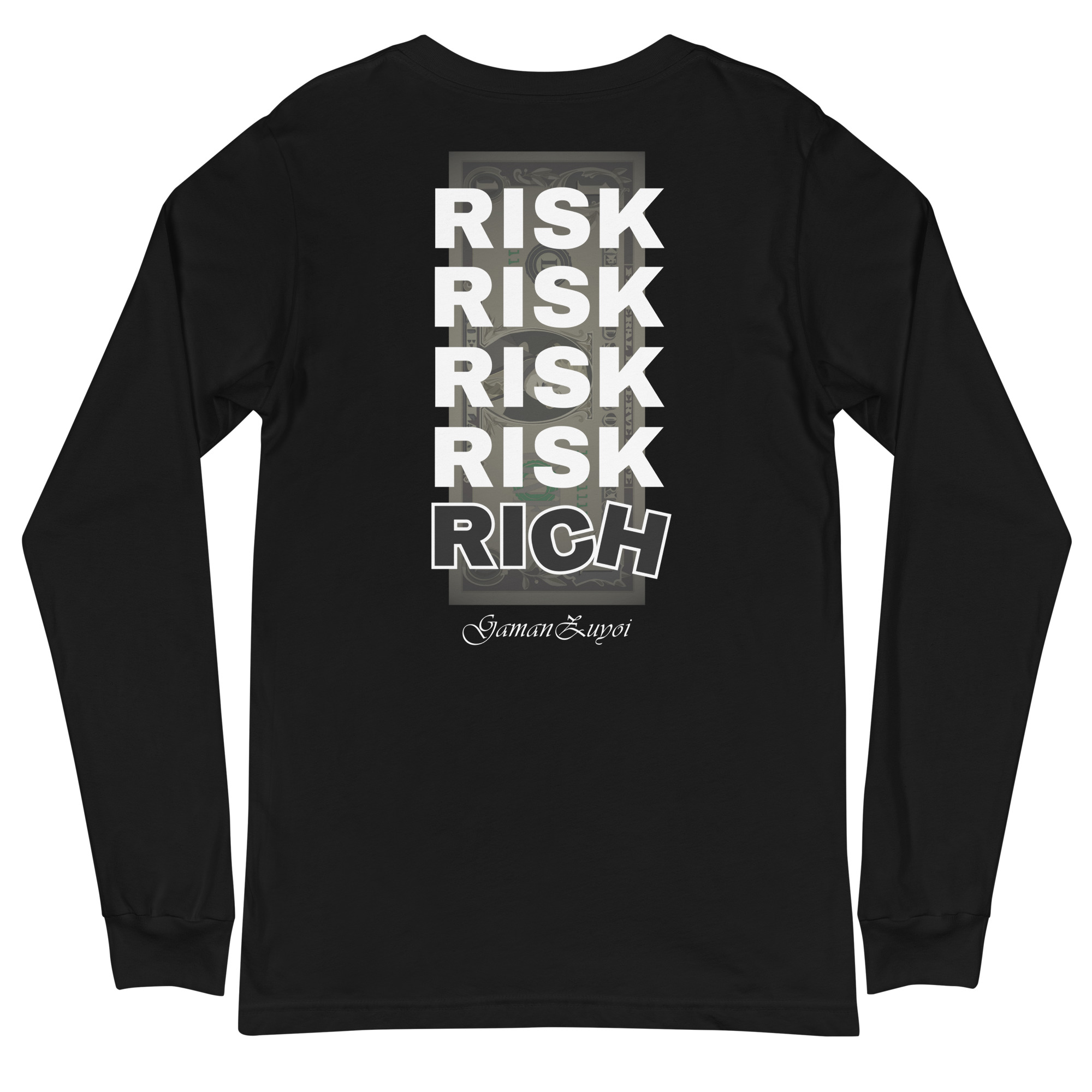 Camiseta de manga larga modelo Rich de GamanZuyoi Urban Collection color negro parte trasera