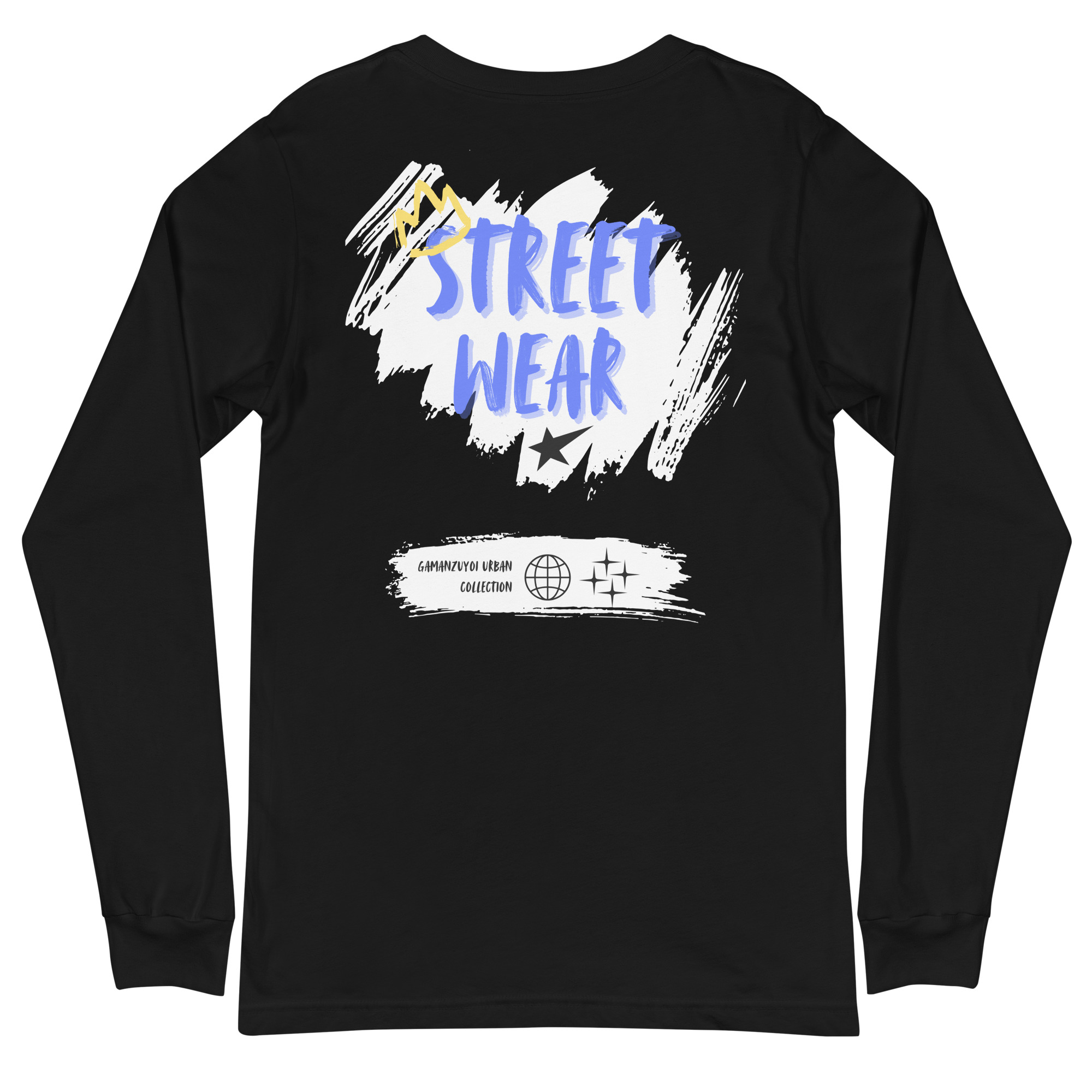 Camiseta de manga larga modelo Streetwear de GamanZuyoi Urban Collection color negro parte trasera