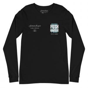 Camiseta de manga larga Push Harder de GamanZuyoi Leader's Collection color negro parte delantera
