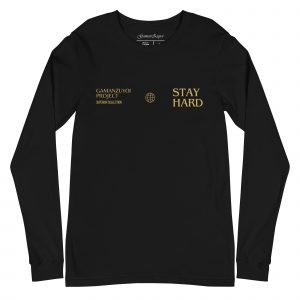 Camiseta manga larga Stay Hard de GamanZuyoi Superior Collection color negro parte delantera
