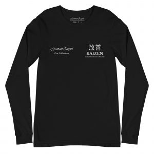 Camiseta de manga larga moldelo Kaizen de GamanZuyoi Zen Collection color negro parte delantera