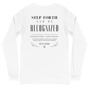 Camiseta de manga larga Step Forth de GamanZuyoi Leader's Collection color blanco parte trasera