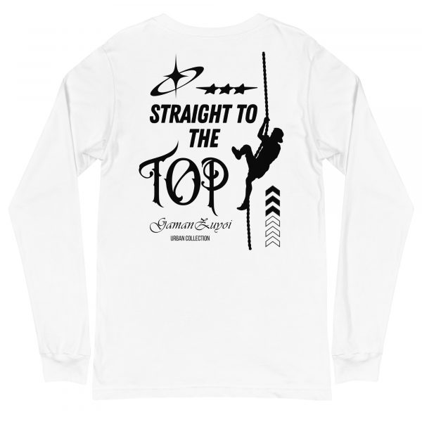 Camiseta de manga larga modelo Straight To The Top de GamanZuyoi Urban Collection color blanco parte trasera