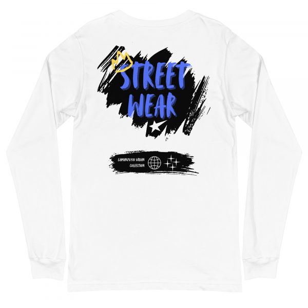 Camiseta de manga larga modelo Streetwear de GamanZuyoi Urban Collection color blanco parte trasera