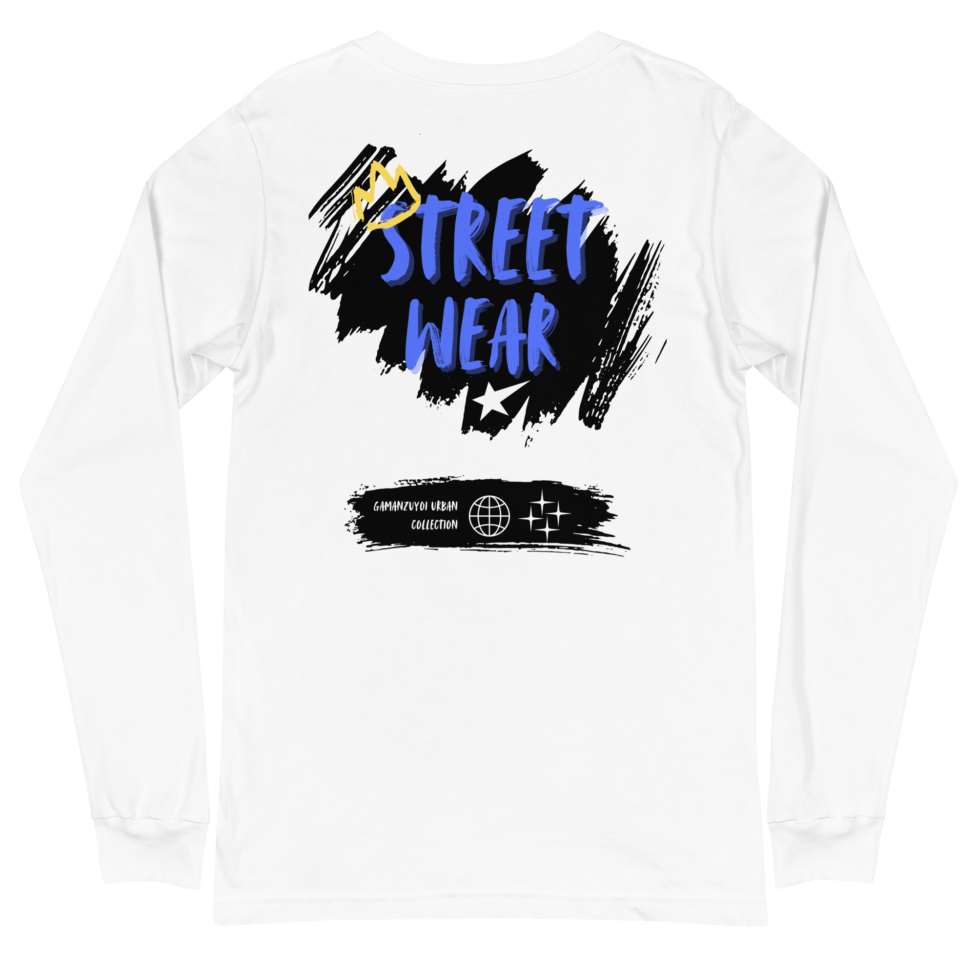 Camiseta de manga larga modelo Streetwear de GamanZuyoi Urban Collection color blanco parte trasera