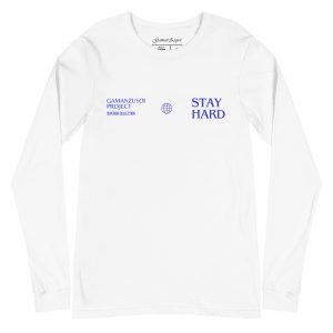 Camiseta manga larga Stay Hard de GamanZuyoi Superior Collection color blanco parte delantera