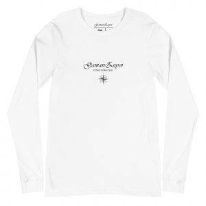Camiseta de manga larga modelo New Horizons de GamanZuyoi Urban Collection color blanco parte delantera