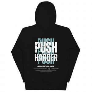 Sudadera con capucha Push Harder De GamanZuyoi Leader's Collection negra parte trasera