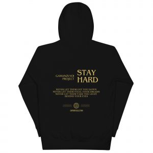 Sudadera con capucha Stay Hard de GamanZuyoi Superior Collection color negro parte trasera