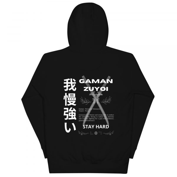 Sudadera con capucha GamanZuyoi de GamanZuyoi Zen Collection color negro parte trasera