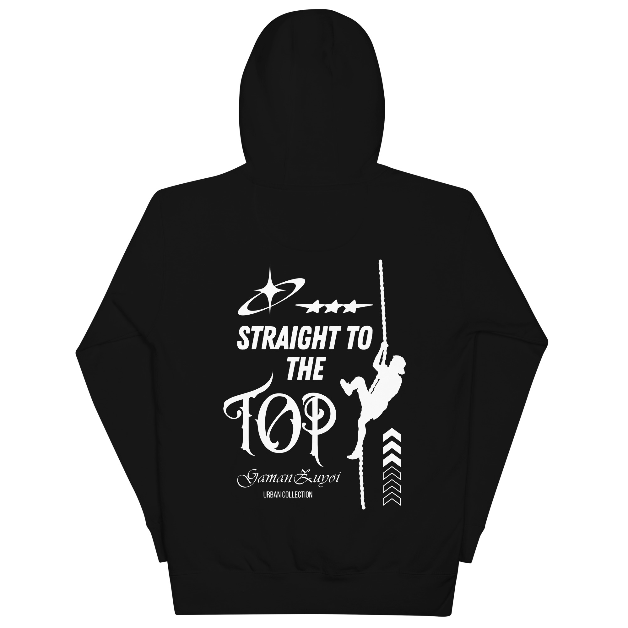 Sudadera con capucha Straight To The Top de GamanZuyoi Urban Collection color negro parte trasera