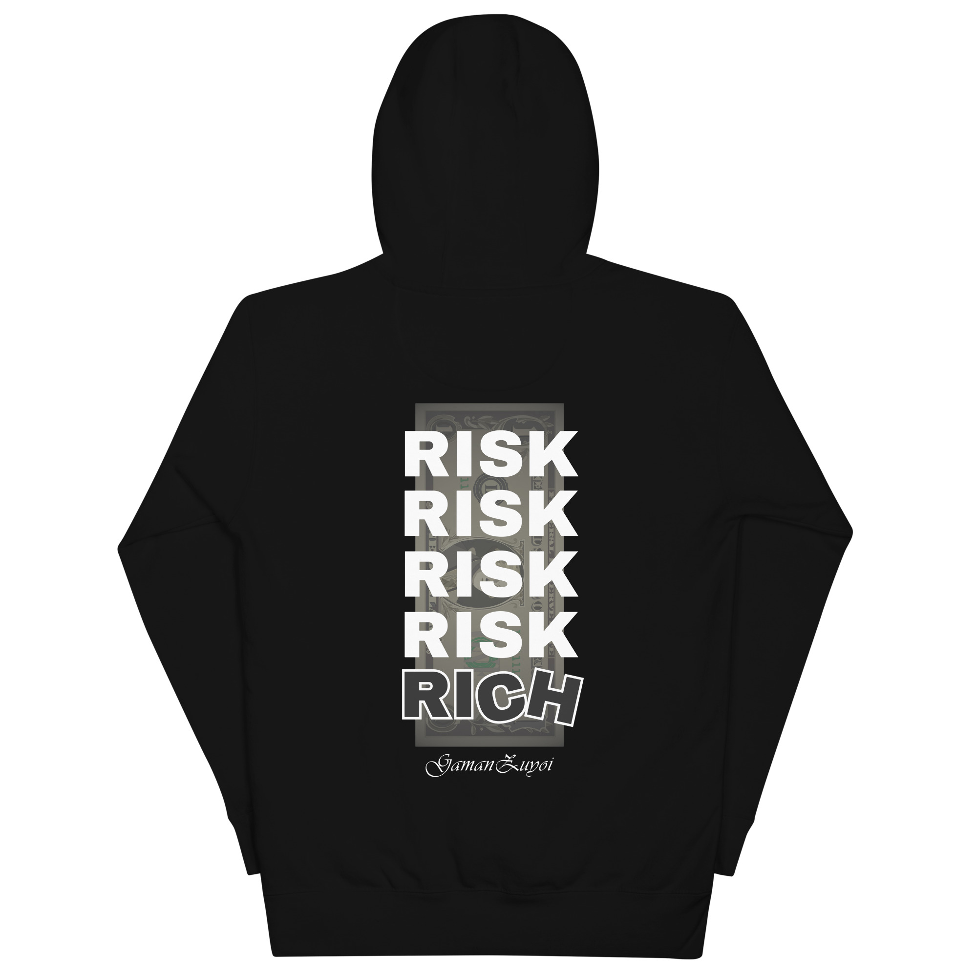 Sudadera con capucha Rich de GamanZuyoi Urban Collection color negro parte trasera