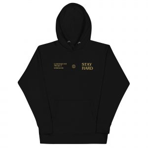 Sudadera con capucha Stay Hard de GamanZuyoi Superior Collection color negro parte delantera