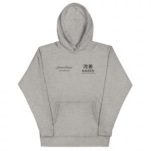 Sudadera con capucha Kaizen de GamanZuyoi Zen Collection color gris carbón parte delantera