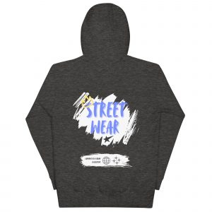 Sudadera con capucha Street Wear de GamanZuyoi Urban Collection color gris jaspeado parte trasera