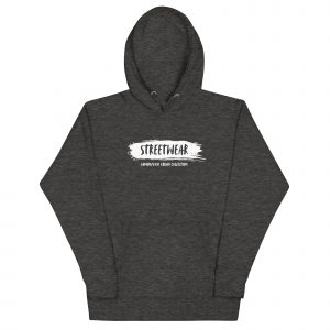 Sudadera con capucha Street Wear de GamanZuyoi Urban Collection color gris jaspeado parte delantera