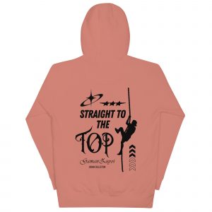 Sudadera con capucha Straight To The Top de GamanZuyoi Urban Collection color rosa palo parte trasera
