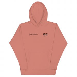 Sudadera con capucha Seijaku de GamanZuyoi Zen Collection color rosa palo parte delantera