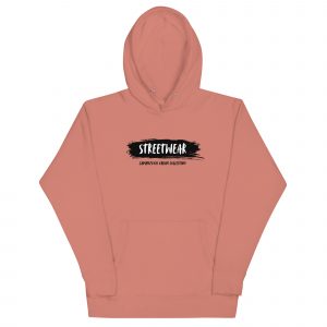 Sudadera con capucha Street Wear de GamanZuyoi Urban Collection color rosa palo parte delantera