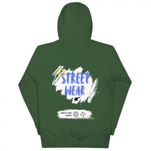 Sudadera con capucha Street Wear de GamanZuyoi Urban Collection color verde bosque parte trasera