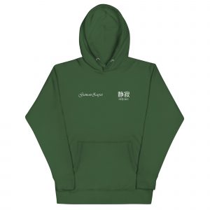 Sudadera con capucha Seijaku de GamanZuyoi Zen Collection color verde bosque parte delantera