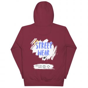 Sudadera con capucha Street Wear de GamanZuyoi Urban Collection color granate parte trasera