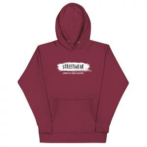 Sudadera con capucha Street Wear de GamanZuyoi Urban Collection color granate parte delantera