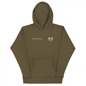 Sudadera con capucha Seijaku de GamanZuyoi Zen Collection color verde militar parte delantera