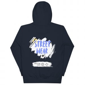 Sudadera con capucha Street Wear de GamanZuyoi Urban Collection color azul marino parte trasera