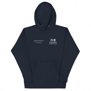 Sudadera con capucha Kaizen de GamanZuyoi Zen Collection color azul marino parte delantera