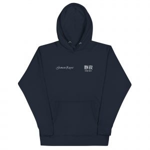Sudadera con capucha Seijaku de GamanZuyoi Zen Collection color azul marino parte delantera