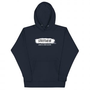 Sudadera con capucha Street Wear de GamanZuyoi Urban Collection color azul navy parte delantera