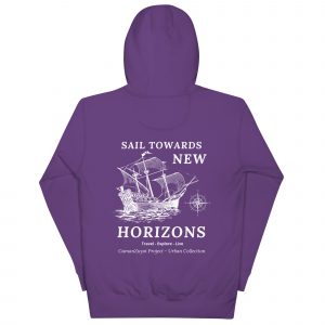 Sudadera con capucha Sail Towards New de GamanZuyoi Urban Collection color morado parte trasera