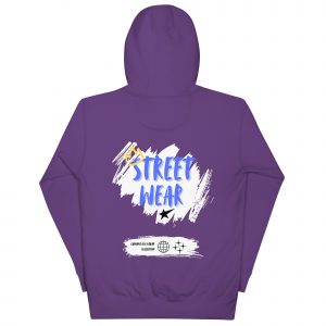 Sudadera con capucha Street Wear de GamanZuyoi Urban Collection color morada parte trasera