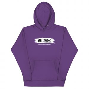 Sudadera con capucha Street Wear de GamanZuyoi Urban Collection color morada parte delantera