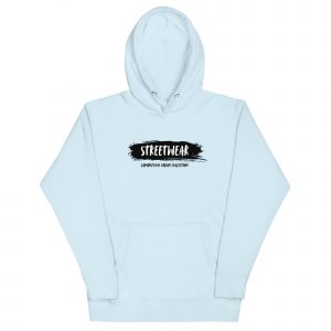 Sudadera con capucha Street Wear de GamanZuyoi Urban Collection color azul claro parte delantera