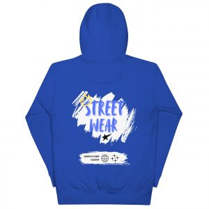 Sudadera con capucha Street Wear de GamanZuyoi Urban Collection color azul royal parte trasera