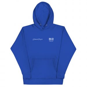 Sudadera con capucha Seijaku de GamanZuyoi Zen Collection color azul royal parte delantera