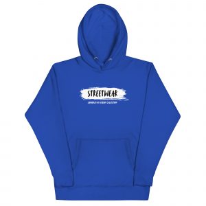 Sudadera con capucha Street Wear de GamanZuyoi Urban Collection color azul royal parte delantera