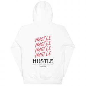 Sudadera con capucha Hustle De GamanZuyoi Leader's Collection color blanco parte trasera