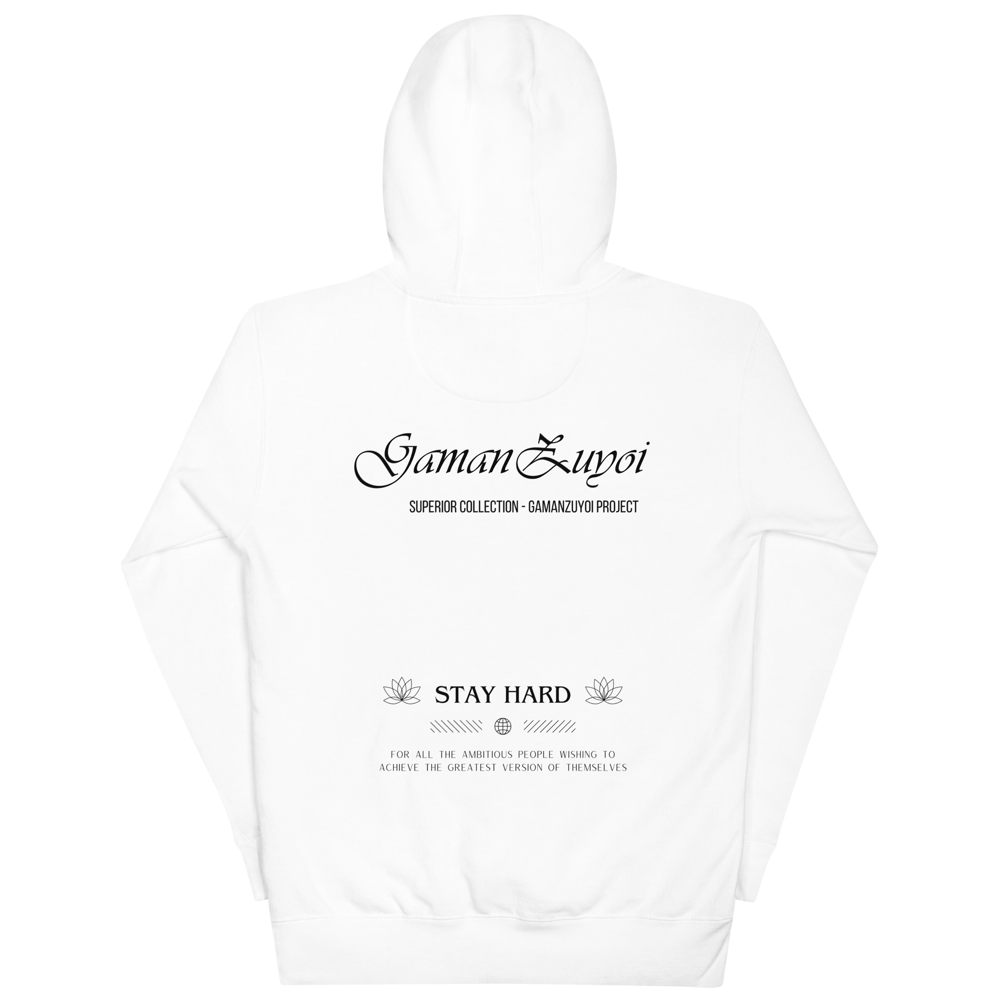 Sudadera con capucha Superior de GamanZuyoi Superior Collection color blanco parte trasera