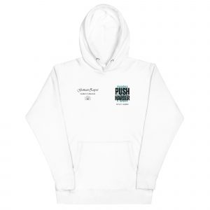 Sudadera con capucha Push Harder De GamanZuyoi Leader's Collection blanca parte delantera