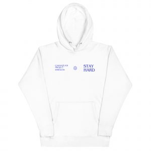 Sudadera con capucha Stay Hard de GamanZuyoi Superior Collection color blanco parte delantera