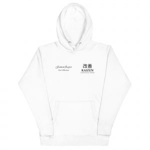 Sudadera con capucha Kaizen de GamanZuyoi Zen Collection color blanco parte delantera