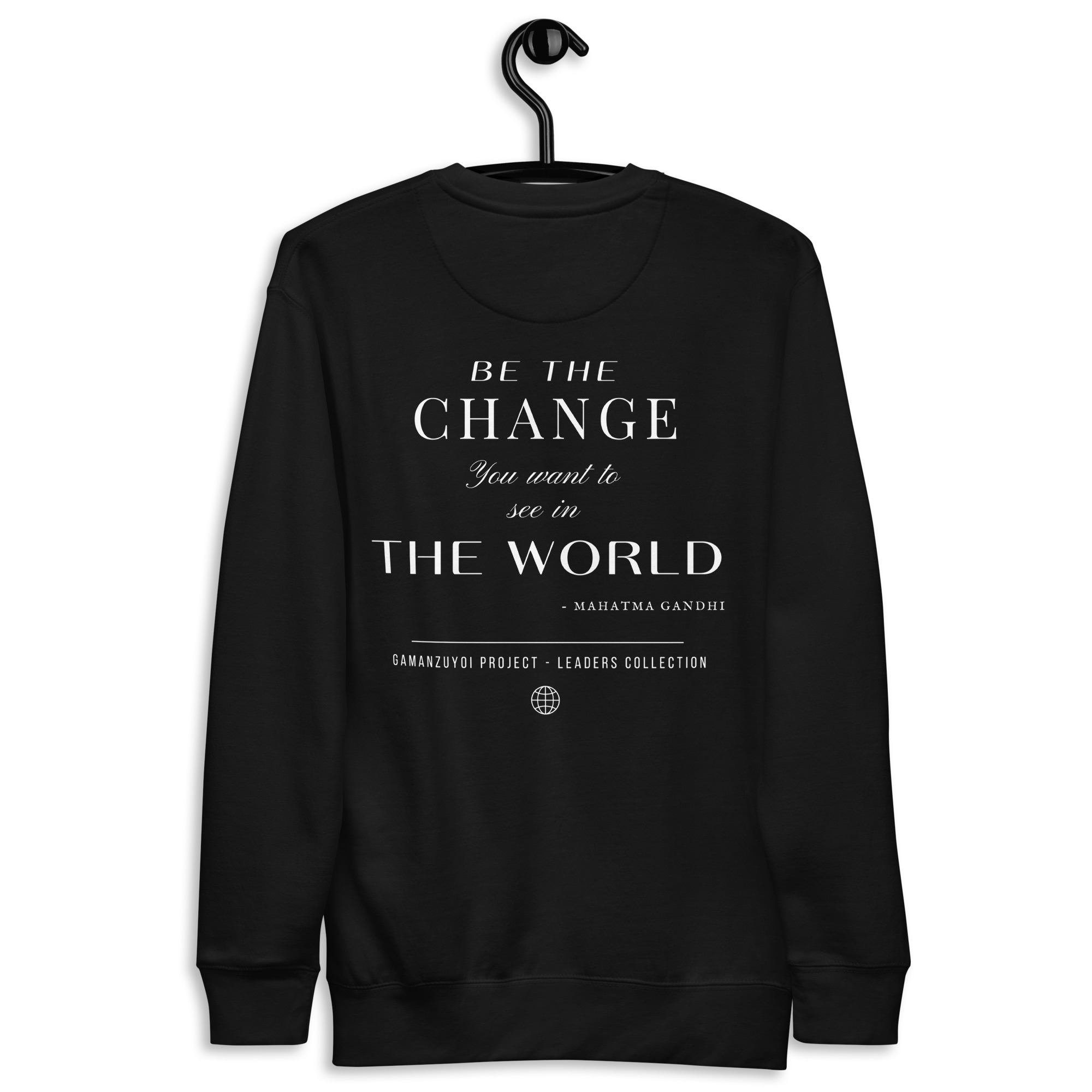 Sudadera sin capucha Be The Change de GamanZuyoi Leader's Collection color negro parte trasera