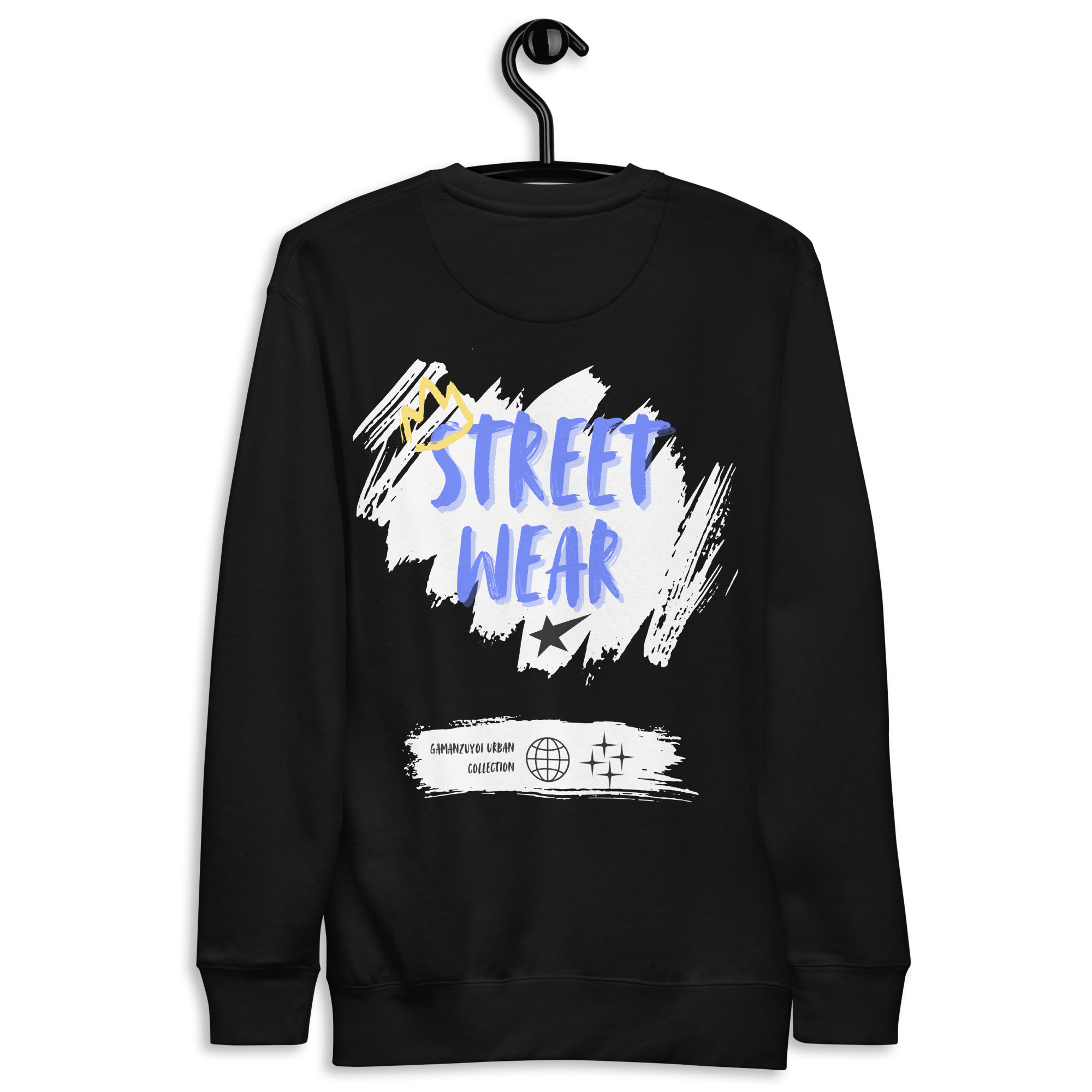 Sudadera sin capucha modelo Streetwear de GamanZuyoi Urban Collection color negro parte trasera