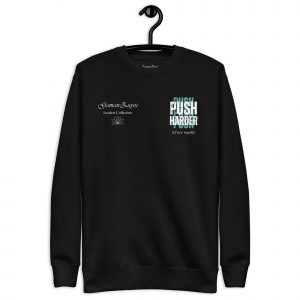 Sudadera sin capucha Push Harder de GamanZuyoi Leader's Collection color negro parte delantera